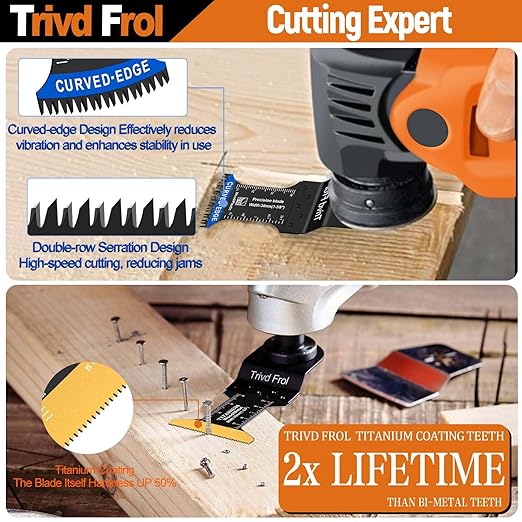 121 Pack Oscillating Saw Blades, Titanium Oscillating Tool Blades with Sandpaper, Multitool Blades for Wood Metal Plastics Cutting, Multi Tool Blades Kits Fit Bosch Dewalt Ryobi Milwaukee