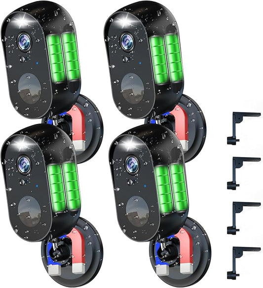 Wireless Battery Cameras Outdoor.Indoor Outdoor Home Security Cameras, with Night Version,Motion Detection,2-Way Audio,Waterproof,Cloud Storage,No Subscription(4 Pack)