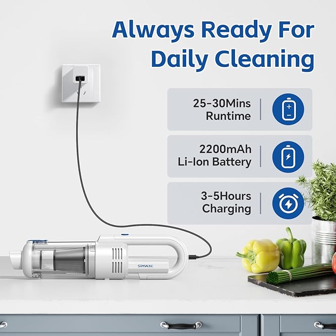 Handheld Car Vacuum Cleaner Cordless: 9500PA Powerful Suction Portable Lightweight Hand Held Vacuum - Large Capacity Battery Last Long Wireless Mini Vacuum With LED Light For Home Office Cleaning