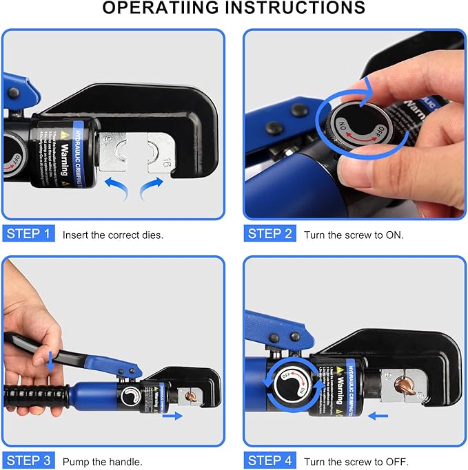 Solsop Hydraulic Crimping Tool 10 Ton with 9 Hex-Dies, 12–2/0 AWG Battery Cable Crimper with Cable Cutter for Copper, Aluminum Cable Lugs