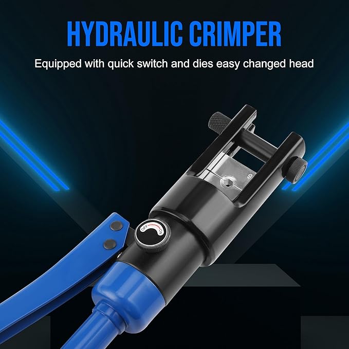 LICHAMP 16 Packs Hydraulic Cable Lug Tool with durable case, 6 AWG to 4/0 AWG Battery Cable Crimping Tool WIRE Terminal Crimper Set, 1203BL