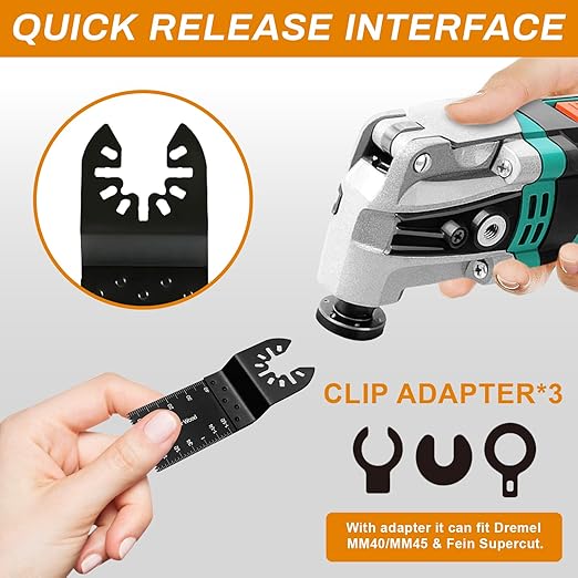 50 Pack Oscillating Tool Blade - Universal Titanium Multitool Blades, Oscillating Saw Blades for Wood Plastics Metal, Multi Tool Blades Kits Fit Dewalt Ryobi Bosch Milwaukee & More