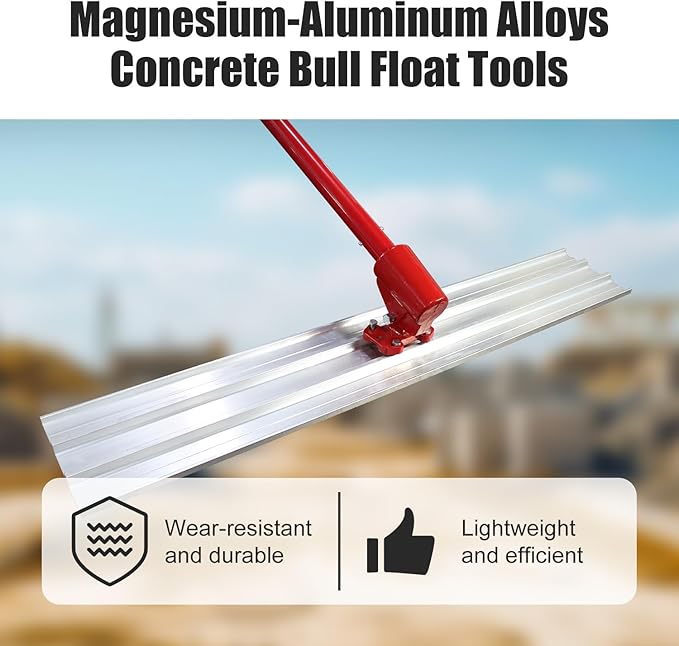 Concrete Tools Concrete Bull Float Tools Kit 48"x8" Cement Trowel Tools, Aluminum Magnesium Alloy Concrete Finishing Tools with 48" Handle x4 and Bull Float Bracket.