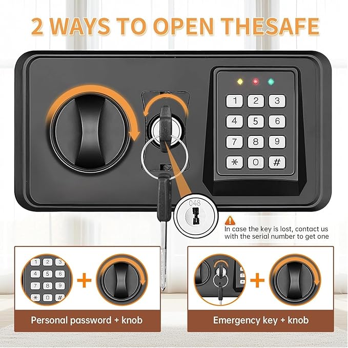 3.3 Cuft Safes for Home Use Fire and Water proof, Fire Safe Box, Money Safes With Digital Keypad & Removable Shelf and Led Light, Fireproof Box for Home Money Documents Valuables