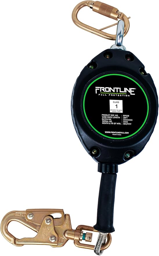 Frontline RPG20' Cable SRL with Steel Snap Hook End | 3/16" Galvanized Steel Cable | Lightweight, Durable | Swivel Anchorage Eye | 310 lbs Capacity | ANSI & OSHA Compliant (3 Pack)