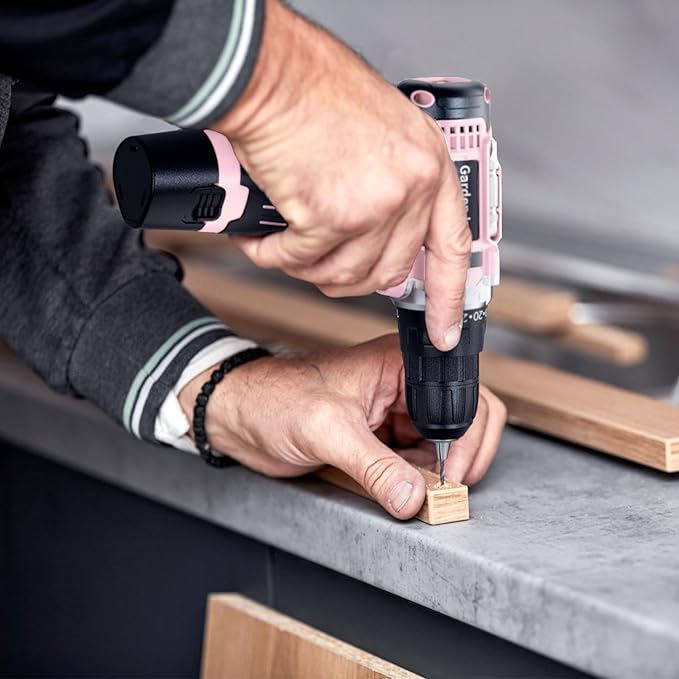 GardenJoy Cordless Power Drill Set: 12V Electric Drill with Battery and Charger, 65pcs Acessories, 3/8"Keyless Chuck, 2 Variable Speed, 24+1 Position, Compact Drill Driver Kit for Home & DIY Project