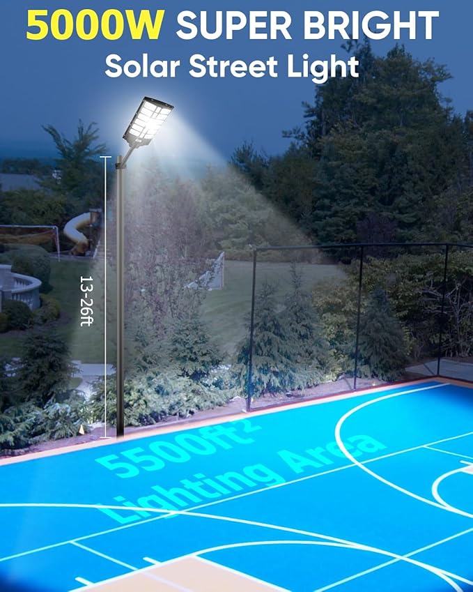 5000W Solar Street Lights Outdoor 500000LM 936PCS LED Commercial Parking Lot Lights Dusk to Dawn Waterproof Solar Security Flood with Motion Sensor and Remote for Yard Warehouse Garage Driveway