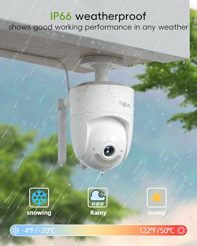 2.4G/5G Security Camera Outdoor, 3MP 24/7 Recording Wired Cameras, Plug-in Power, 360° Surveillance, Motion Tracking, Works with Alexa, 2-Way Audio, IP66, Color Night Vision, SD/Cloud Storage