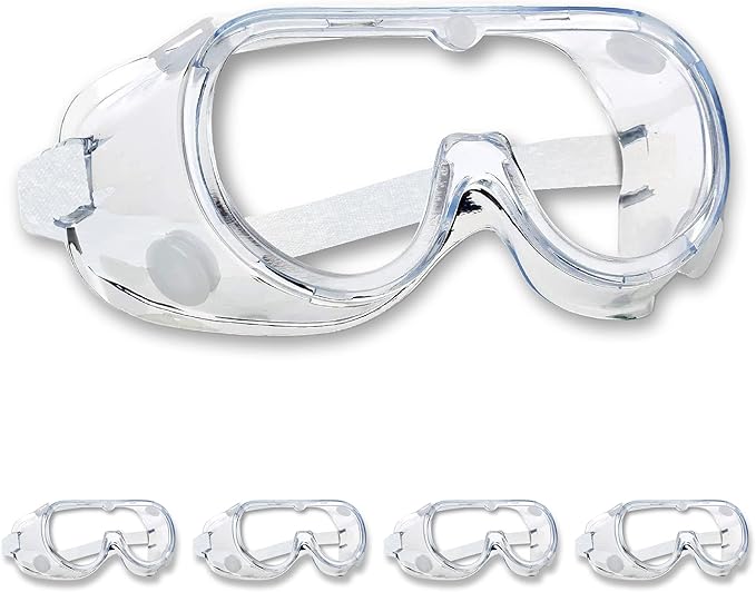 ATERET Anti-Fog Protective Safety Goggles I Lightweight Adjustable Clear Lens Eyewear I Chemical Splash Protection Eyeglass
