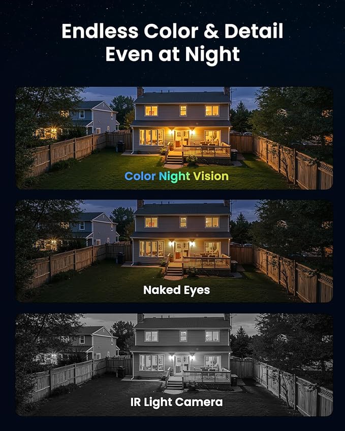 AOV Security Camera, 24H Continuous Recording Security Cameras Wireless Outdoor, WiFi 6, 2K Solar-Powered Cameras for Home Security, 360° PTZ, Auto Tracking, 512G Local Storage(Not Include)