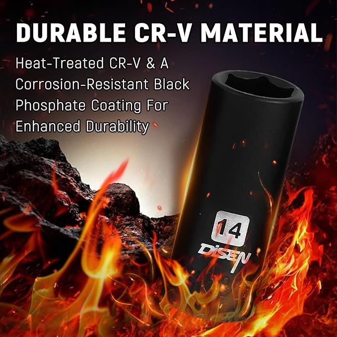 DISEN 94 PCS 1/4" Drive Impact Socket Set, Shallow & Deep Socket SAE(5/32"-9/16") & Metric(4-15mm), Torx Screwdriver Bit Set, 72T Ratchet Wrench Handle, CRV Tool Set with Adapter, Automotive Repair