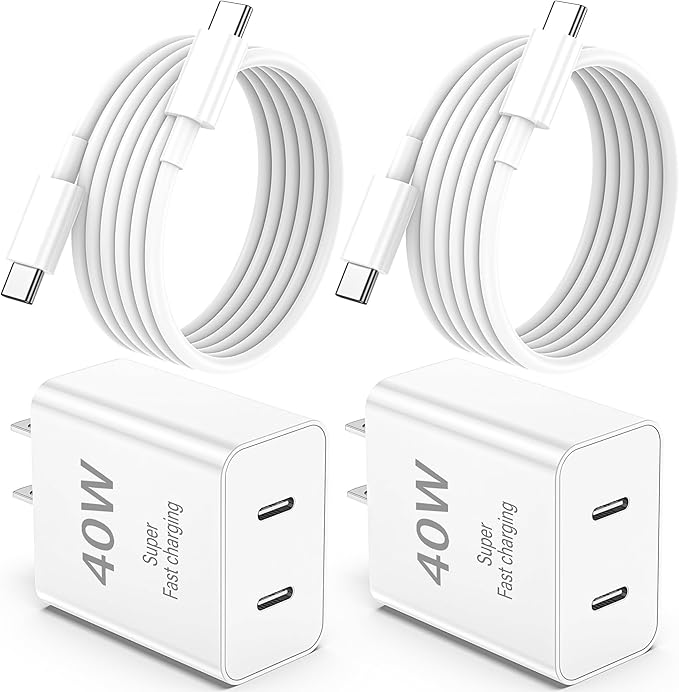iPhone 17 Pro Max Charger Fast Charging, 40W Dual USB C Fast Charger Block with 6ft Type C Charging Cable Cord for iPhone 17/17 Pro/17 Pro Max/Air/16/16 Pro/16 Pro Max/16 Plus/15/15 Pro Max/14