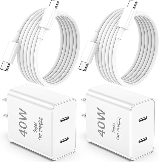 iPhone 17 Pro Max Charger Fast Charging, 40W Dual USB C Fast Charger Block with 6ft Type C Charging Cable Cord for iPhone 17/17 Pro/17 Pro Max/Air/16/16 Pro/16 Pro Max/16 Plus/15/15 Pro Max/14