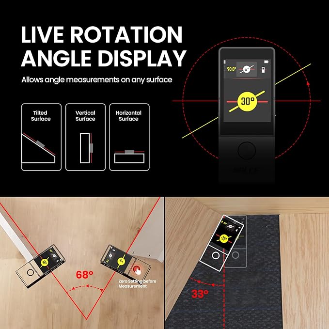 MiLESEEY 330 ft Smart Laser Tape Measure & Digital Ruler D9 PRO– IPS Touchscreen, App‑Sync, Visual Aligning Indicator, P2P, Live Angle Display Professional Measuring Tool