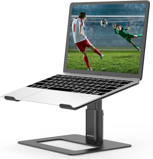 BoYata Laptop Stand, Ergonomic Aluminum Height Adjustable Computer Stand Laptop Holder for Desk, Compatible with MacBook Pro/Air, Dell, Lenovo, HP, Samsung, More Laptops 11-17" (Black)