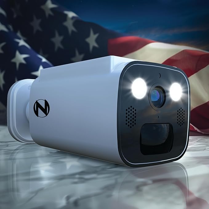 Night Owl® 2K Battery Solar Powered Camera with Spotlight and 2-Way Audio – 2 Pack – White