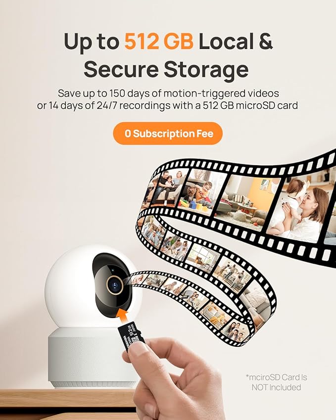 Anona Pano 4K UHD Indoor Camera, Pet/Dog/Baby Security Camera with Phone App, 360° Pan-Tilt, 5G/2.4G Dual-Band Wi-Fi 6, Auto-Tracking, Person/Pet/Baby Crying Detection, Privacy Mode, Two-Way Audio