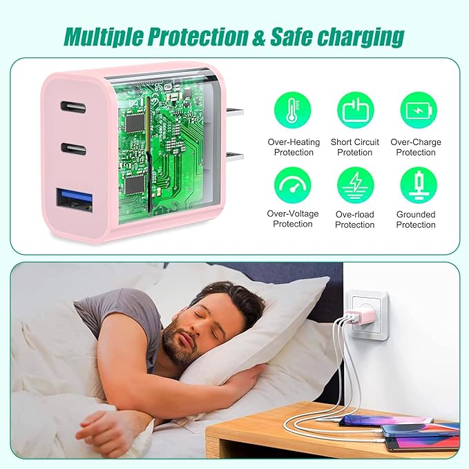 USB C Charger Block for Apple iPhone 17 Fast Charging, 2-Pack 35W USB Charging Block PD Power Adapter Multiport Type C Wall Charge Block for iPhone 17/Air/16/16 Pro/15/15 Pro/Pro Max/Plus/14/13/12