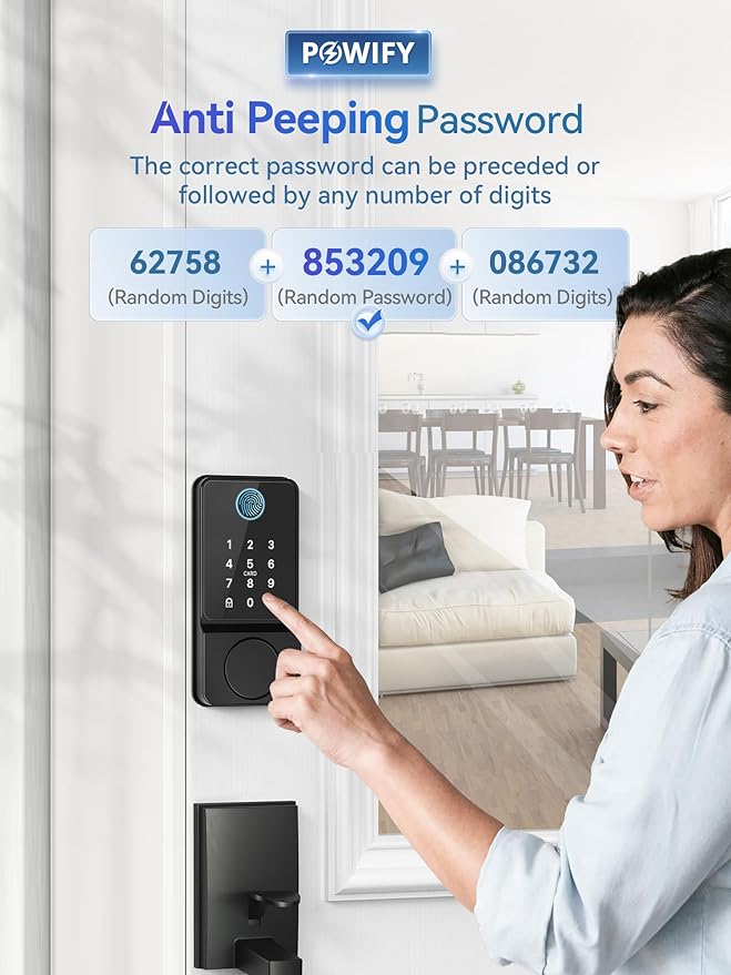 Keyless Entry Door Lock with Handle, APP Control Smart Front Lock Set, Keypad Door Lock with Handle, Keypad Deadbolt Auto Lock, Easy to Install, Bluetooth, Black