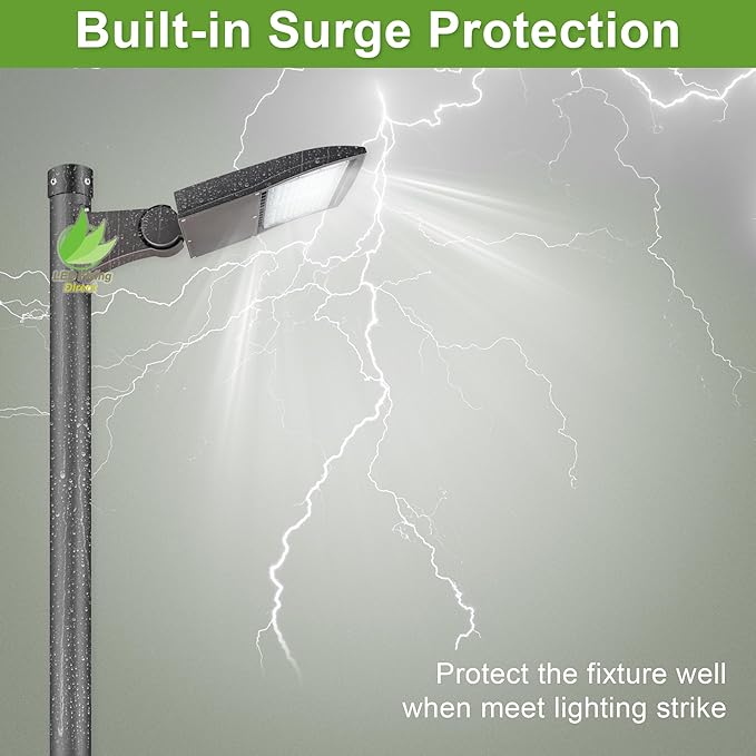 480V 150W High Voltage LED Shoebox Lights, LED Parking Lot Lighting, 480V LED Pole Area Lights, 450W MH/HPS Equiv, 5000K, Surge Protection Included, DLC UL Approved Direct Arms Mount