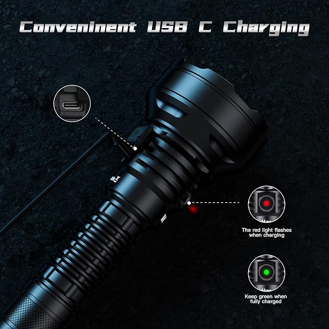 Wurkkos LED Tactical Flashlight Rechargeable - TD01 Tactical Flashlight High Lumens SFT40 LED Super Bright 2000LM - Rechargeable Flashlight with Dual Switch 2 Modes IP68 1039M Longest Range USB C