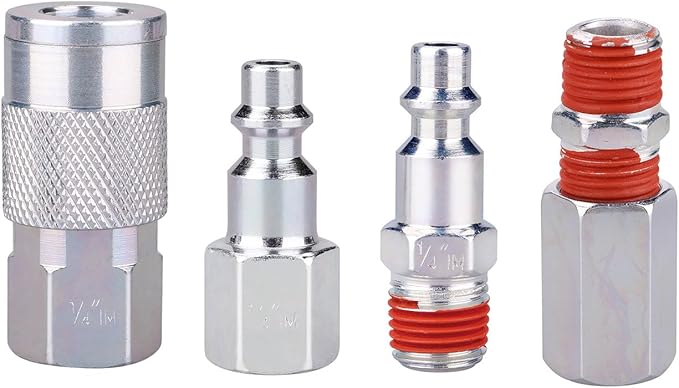 WYNNsky Air Compressor Kit, 1/4 Inch NPT Air Tool Kit with 1/4 Inch x 25Ft Coil Nylon Hose/Tire Gauge - 20 Pieces