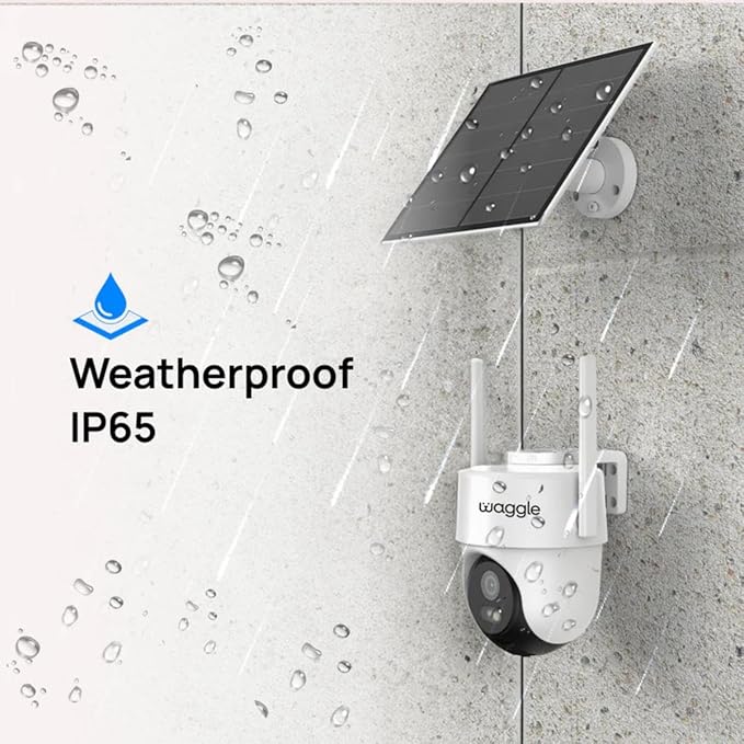 Waggle 4G LTE Security Outdoor Camera – No Wi-Fi Needed, Solar Powered, 355° Pan & 100° Tilt, Color Night Vision, Built-in SIM, Works with Multiple Carriers - Subscription Required