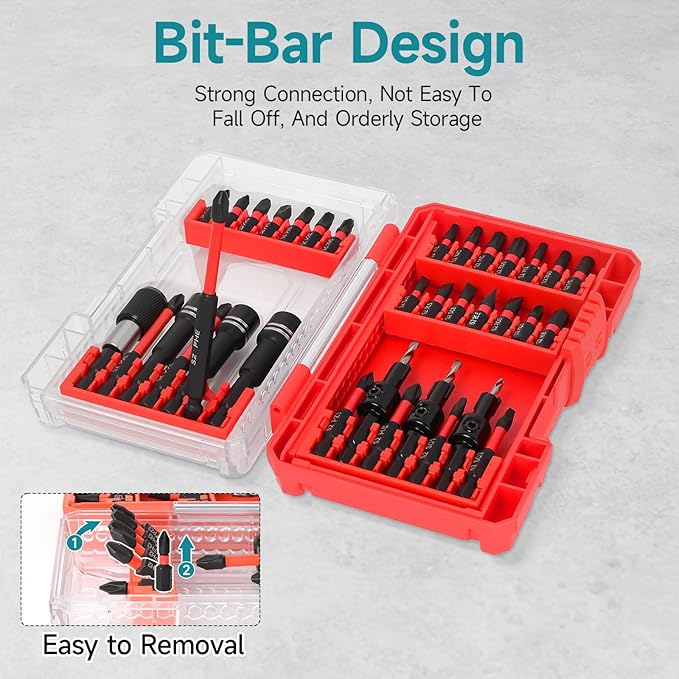 35Pcs Impact Driver Bits Set with a Storage Case, 28 Magnetic Screwdriver Bits, 3 Hex Countersink Drill Bits, 3 Sockets, Quick Change Chuck, for Power Screwdrivers Electric Drill Drivers
