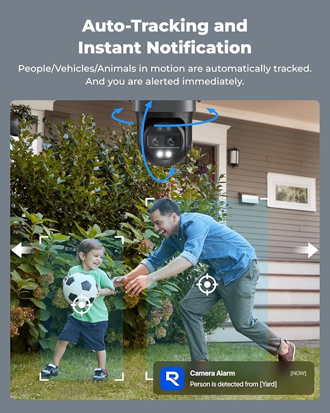 REOLINK 4K Wired WiFi Outdoor Camera, 8MP Dual Lens Security Camera, 360 PTZ Camera Auto Tracking, 2.4/5GHz Wi-Fi Smart Person/Vehicle Detection, 6X Hybrid Zoom, Color Night Vision, TrackMix WiFi