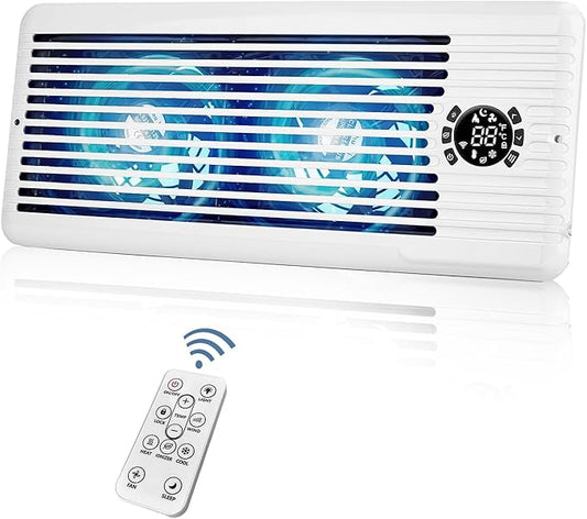 Register Booster Fan for 4" x 12" Register Holes, Smart AC Vent Booster Fans Improves Heating & Cooling with Remote and Thermostat Control,10-Speed Quiet Vents Fan for Floor Ceiling