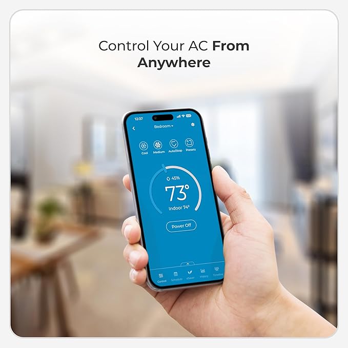 Breez Max | ENERGY STAR CERTIFIED Smart AC Controller | WiFi Thermostat for Mini-Split, Window, Portable ACs/Heat Pumps | AI-Based Tech | Free App, No Subscriptions | Alexa, Google, IFTTT etc. (Black)