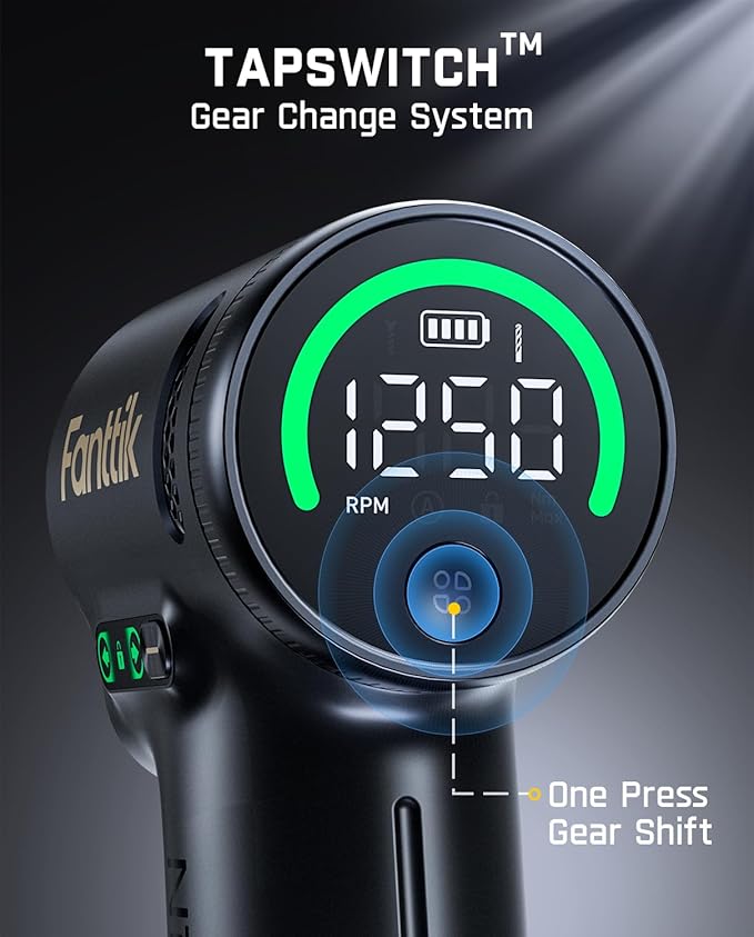 Fanttik K2 Ultra Power Drill, Cordless Drill/Driver, 3/8'' Keyless Chuck, Max. 30 N.m, Max. 1250 RPM, TapSwitch Gear Change, 2.5AH Rechargeable Battery, Tool Kit for Home DIY Projects