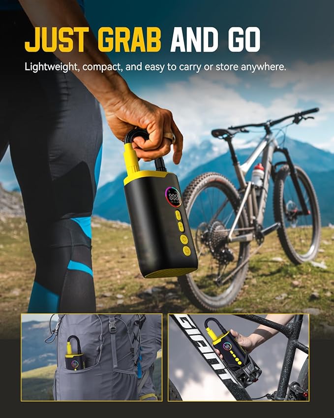 NEVERLAND Tire Inflator Portable Air Compressor - 150 PSI Electric Air Pump for Car Tires with Auto Shut, Cordless Tire Air Pump for Bicycle, Motorcycle, Bike Tire Pump with Gauge