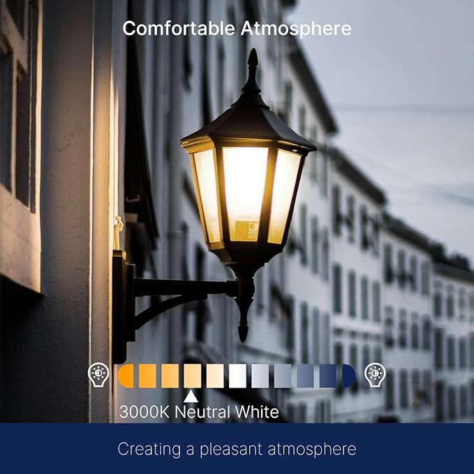 FLSNT Dusk to Dawn Outdoor Sensor ST19 LED Light Bulb, 7W (60W Eqv.), 800LM,Vintage Filament E26 Base, Auto On/Off Photocell Automatic for Energy-Efficient Outdoor Lighting, 3000K Warm White, 4 Pack