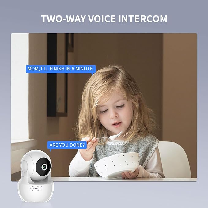 WiFi Security Home Camera，Baby Monitor Wireless IP Camera with Night Vision Two Way Audio Cloud Storage， Supports 5G WiFi，up to 128GB（White） Indoor Camera