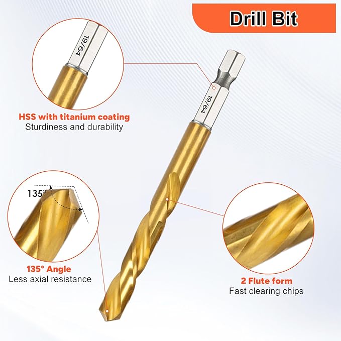 THINKWORK 16pcs Screw Extractor, Spiral Bolt Extractor Kit, Easy Out Left Hand Drill Bit Set, HSS Steel Cobalt Reverse Drill Bits for Stripped, Broken, Rusted, Rounded Screws, Bolts, Nuts, Fasteners