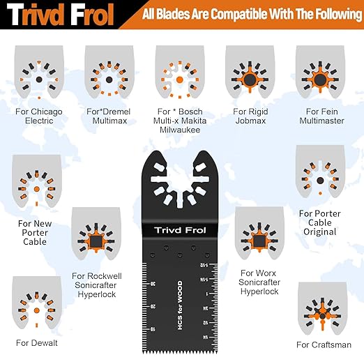 121 Pack Oscillating Saw Blades, Titanium Oscillating Tool Blades with Sandpaper, Multitool Blades for Wood Metal Plastics Cutting, Multi Tool Blades Kits Fit Bosch Dewalt Ryobi Milwaukee