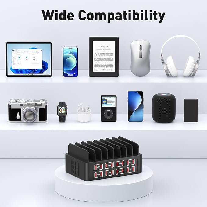 16 Port USB Charging Station, 150W USB a Charging Station - Supports iPhone iPad Android Phones, Watches Game Consoles and Many Other Electronic Devices