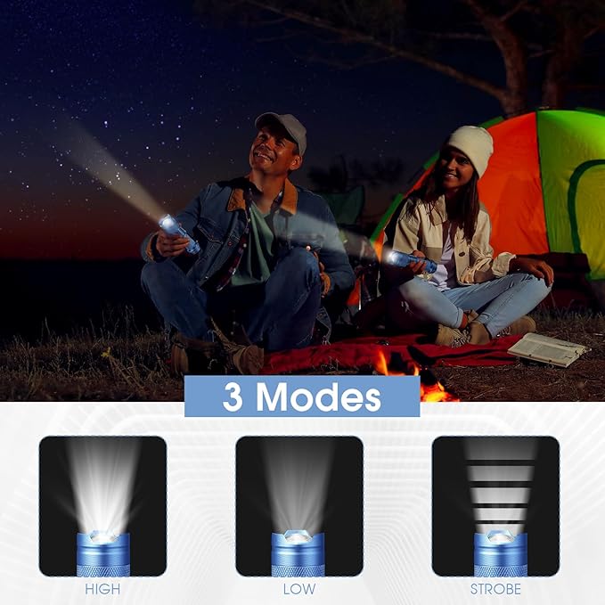 Fumete 20 Pieces LED Flashlight Mini 3 Mode Tactical Torch Small Water Resistant Pocket Flash Light Adjustable Focus Light Pen for Men, Father, Indoor Outdoor Hiking(Blue)