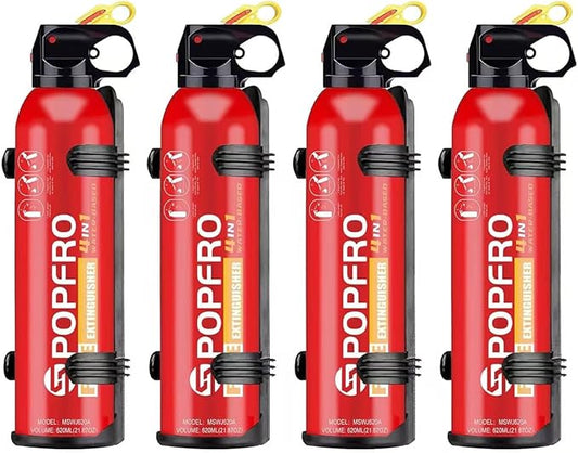 4-in-1 Small Fire Extinguisher for Home, Garage, Kitchen, Car | For Electric, Textile and Grease Fires | Non-Toxic, Easy Clean | Wall Mount Incl (4 pack)
