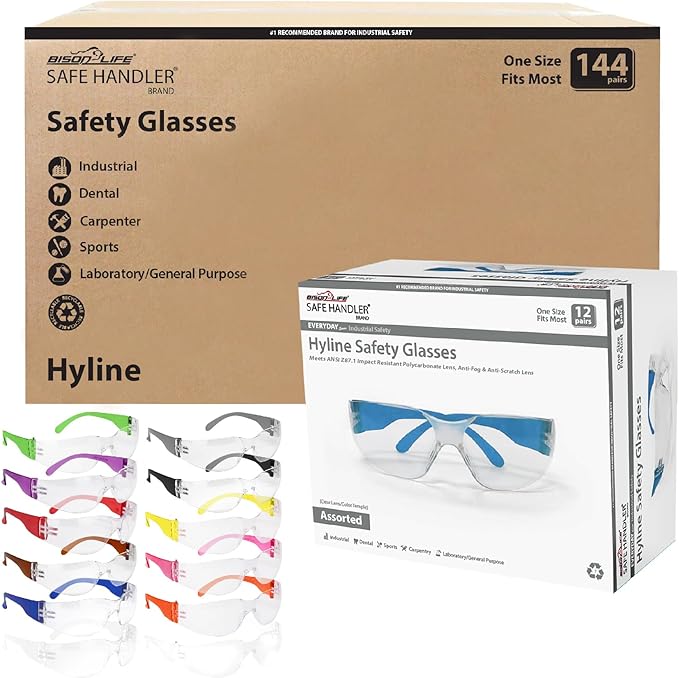 Hyline Anti-Fog Color Safety Glasses Variety, Impact Resistant, Polycarbonate, Anti-Scratch