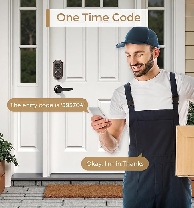 Keyless Entry Door Lock with 2 Handle Set - Bluetooth Electronic Keypad & App Control - Smart Front Door Auto-Lock with Anti-Peeping Passcode