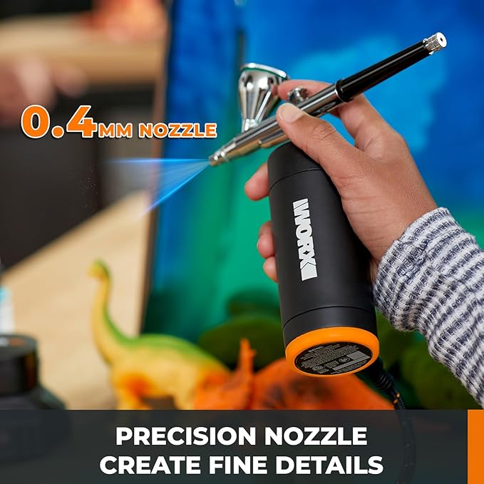 WX996L Crafting Tool Combo Kit - Rotary Tool, Wood and Metal Crafter, Airbrush, Heat Gun, Grinder and LED Flex Light in Carry Bag