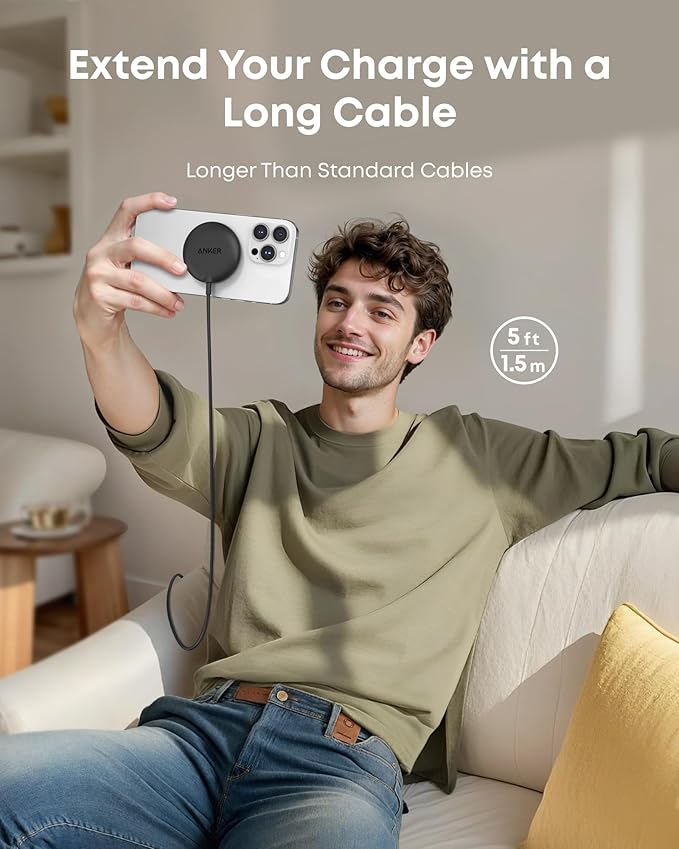 Anker Zolo Magnetic Wireless Charger, Qi2 Certified 15W MagSafe-Compatible Wireless Charging Pad, for iPhone 16/15/14/13 Series, AirPods, and More (Adapter Not Included) (Black, 2 Pack)