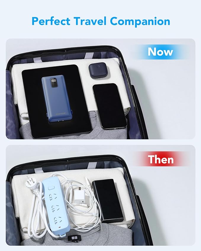 Charmast Portable Charger with Built-in Cables and Plug, 10000mAh USB C Power Bank Fast Charging 15W, External Battery Pack Slim, Travel Essentials Compatible with 16 15 14 13, Samsung Galaxy, iPad