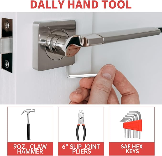 39-Piece Household Tool Set with Toolbox Storage Case - All Purpose Small Hand Tool Kit Includes Essential Tools for Home, Office, College Repairs, Red