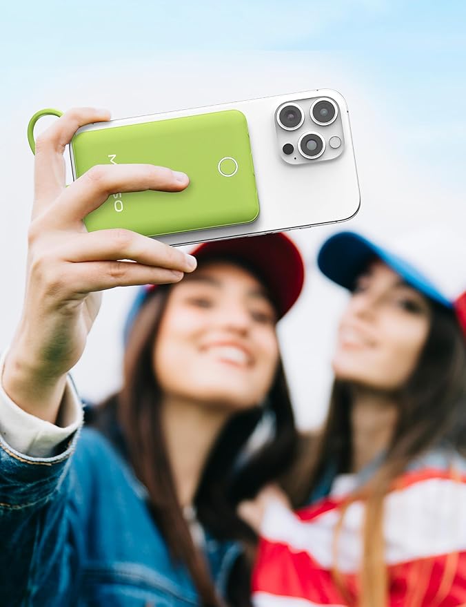 miisso 10000mAh Slim Portable Charger with Built in Cable, Power Bank Travel Charger External Battery Pack for Phone, 3 Output USB Type C Cord Clutch Charger Compatible with iPhone, Green