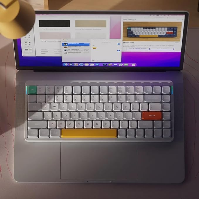 nuphy Air75 V2 Portable 75% Mechanical Keyboard,Wireless Keyboard,Supports Bluetooth/2.4G/USB-C RGB Gaming Keyboards,Compatible with Windows/Mac OS/Linux Systems White-Gateron Moss Switch