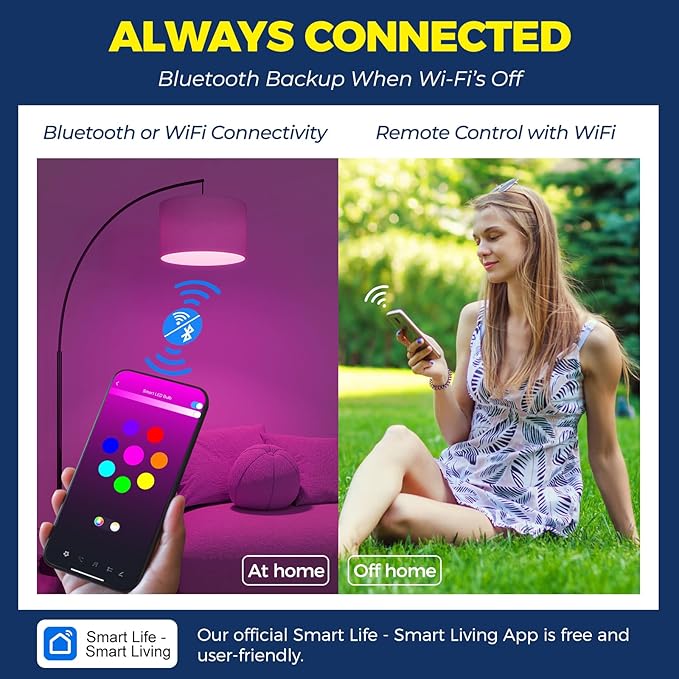 Smart Light Bulb 75W Equivalent, 1100LM 12W RGBCW BR30 E26 Bulb Works with Alexa/Google Home/Smart Life, 2.4G WiFi Bluetooth Recessed Flood LED Bulbs, No Hub Required, ETL Listed, 4PCS