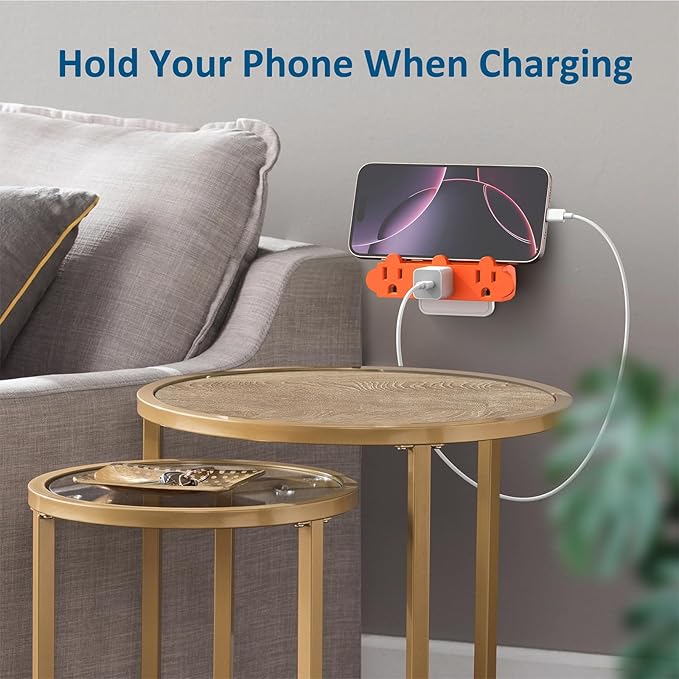 ETL Listed 3 Outlet Grounding Adapter, BTU Three Plug Outlet Adapter Splitter, Heavy Duty Grounded Power Tap, 3-Prong Outlet Adapter, Multi-Plug Extender, Orange (Pack of 3)